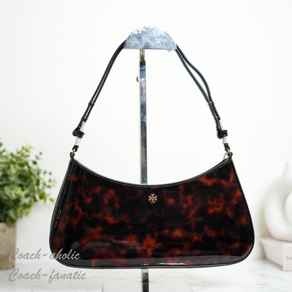 Tory Burch Handbags - Tory Burch Emerson Tortoise Patent Leather Shoulder Bag 165969